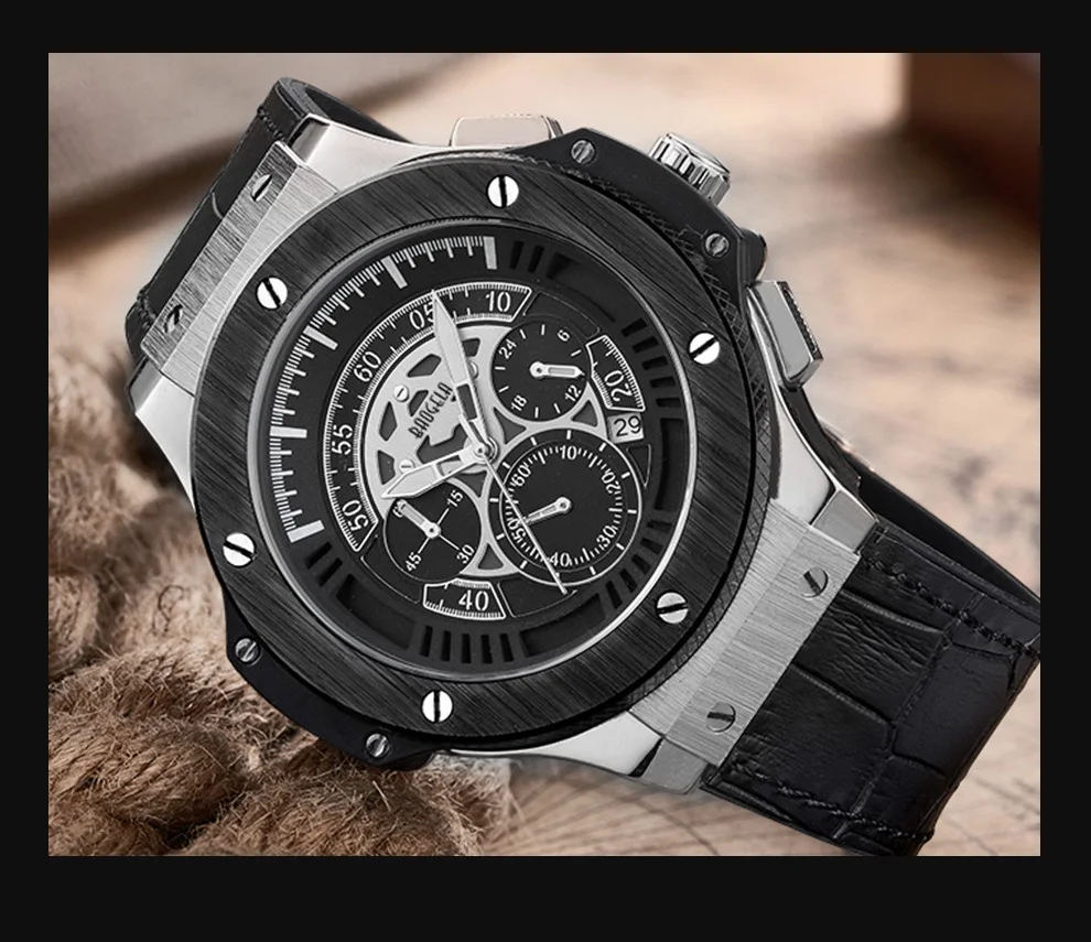 BAOGELA hommes montres hommes horloge de люкс, брендовый кварцевый спортивный montre Rose chronographe mode montre-браслет pour hommes1910