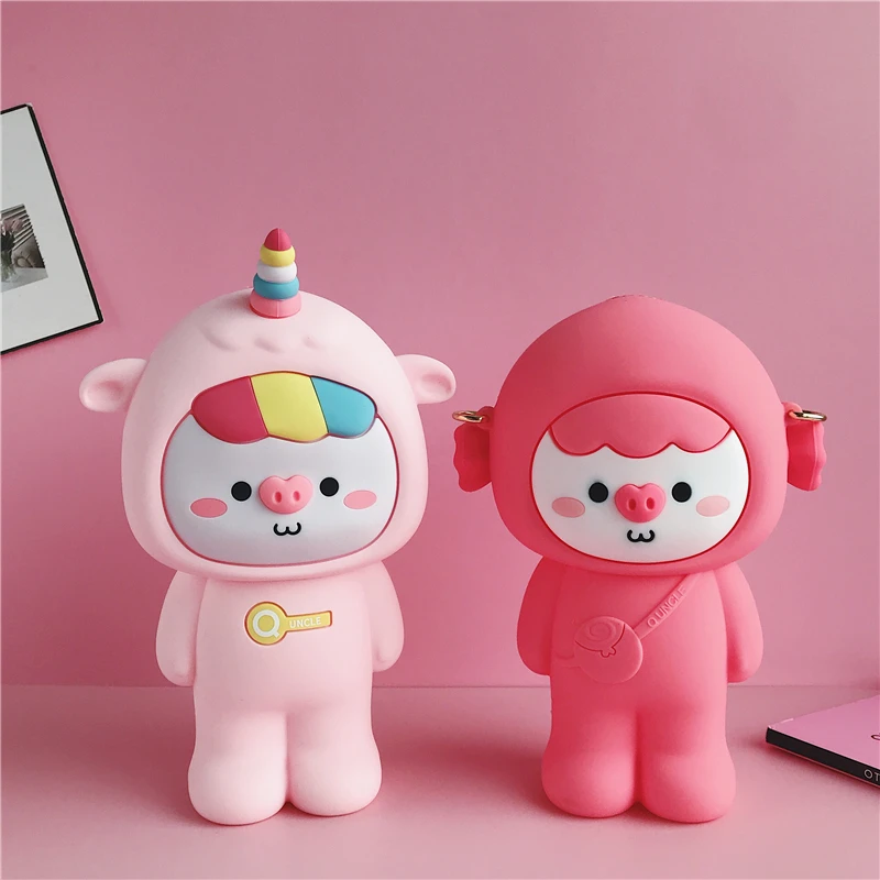 Силиконовая сумка-карандаш для хранения макияжа с рисунком из мультфильма Q UNCLE, Подарочный силиконовый красивый чехол для канцелярских принадлежностей, модные косметички, сумка Kawaii