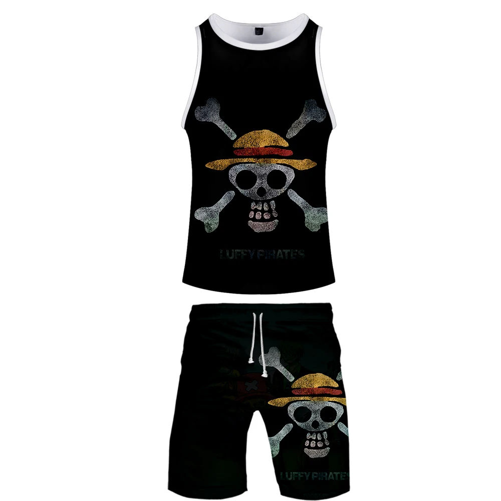 

One Piece 3D printed Two Piece Set Fashion Anime Summer Baseball Tank Tops+Beach Shorts High-Quality Casual Streetwear Clothes