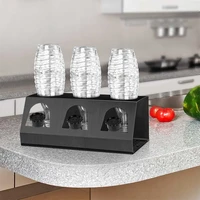 kitchen dining room 3 holes draining rack soda bottles dish sodastreams drainer holder with pad for household bottles storage