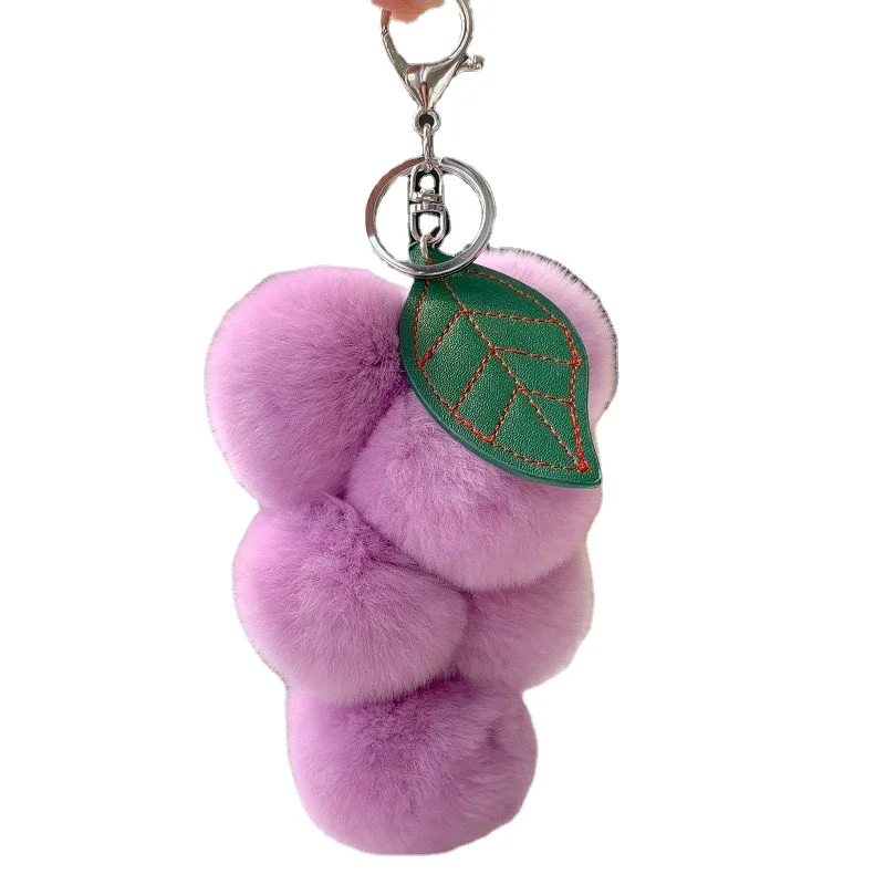 

2022 New Year Creative Gift Hairy Ball Handbag Pendant Plush Car Keychain Bag Female