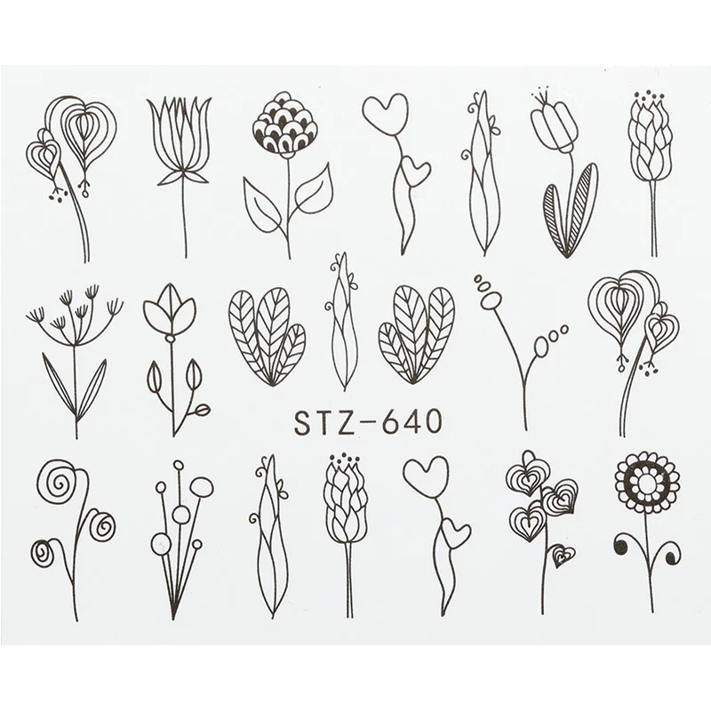 1 шт ювелирные наклейки для ногтей черные с цветочным рисунком Маникюр