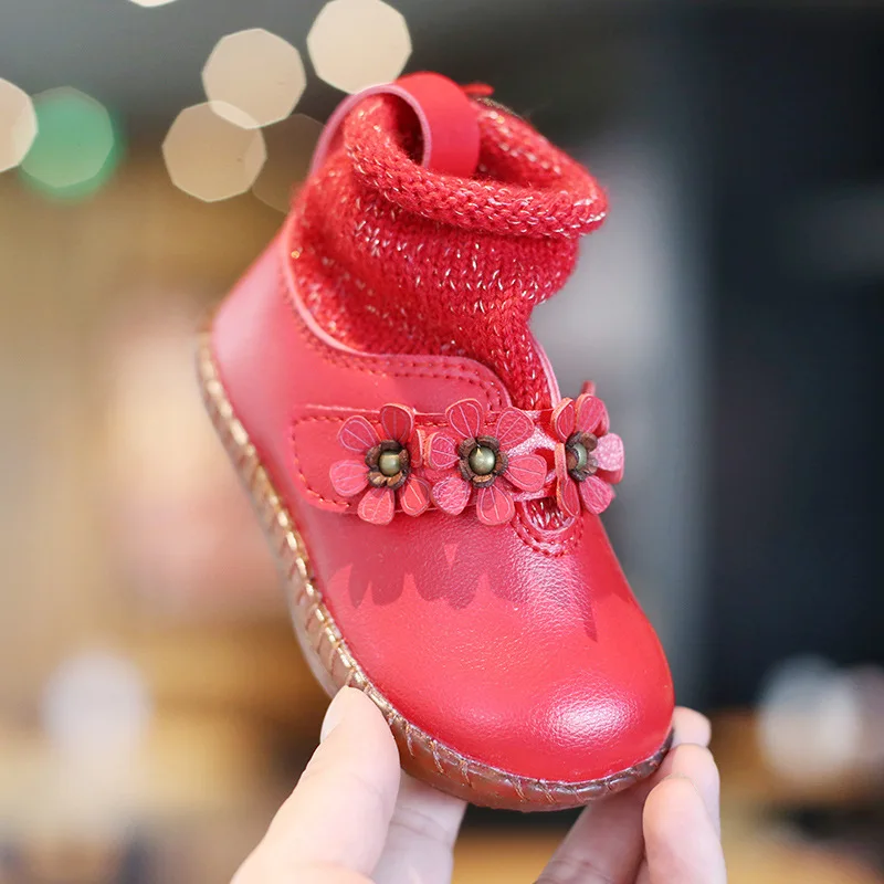 CUZULLAA-zapatos informales con gancho y lazo de flores para ni&ntilde;os y ni&ntilde;as, calzado plano con correa antideslizante de retales, talla 21-30, Oto&ntilde;o e Invierno-2