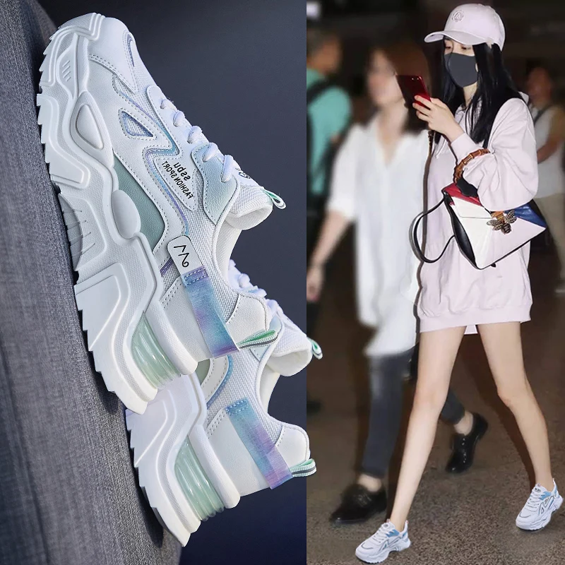 

Женские кроссовки 2022, всесезонные высококачественные Нескользящие дышащие кожаные туфли средней длины с вулканизированной подошвой, модн...