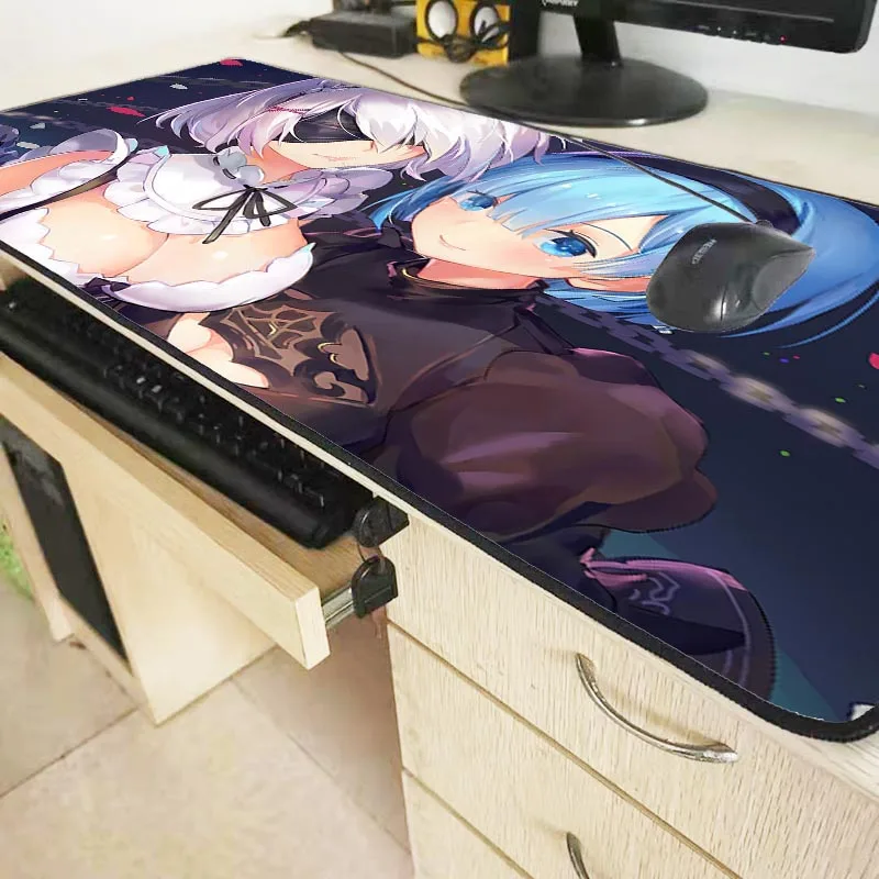 XGZ большой коврик для мыши с краями блокировки геймерский Re Zero Сексуальная аниме