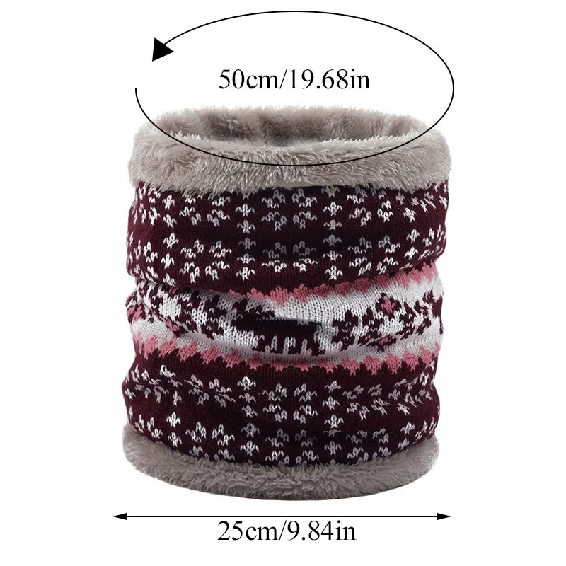 Женский и мужской вязаный шарф с воротником толстый теплый зимний из флиса