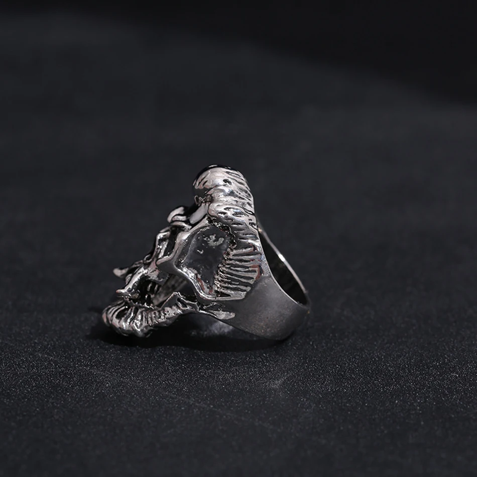 Liumo Трендовое винтажное бородатое мужское байкерское кольцо с черепом Lr1008 |