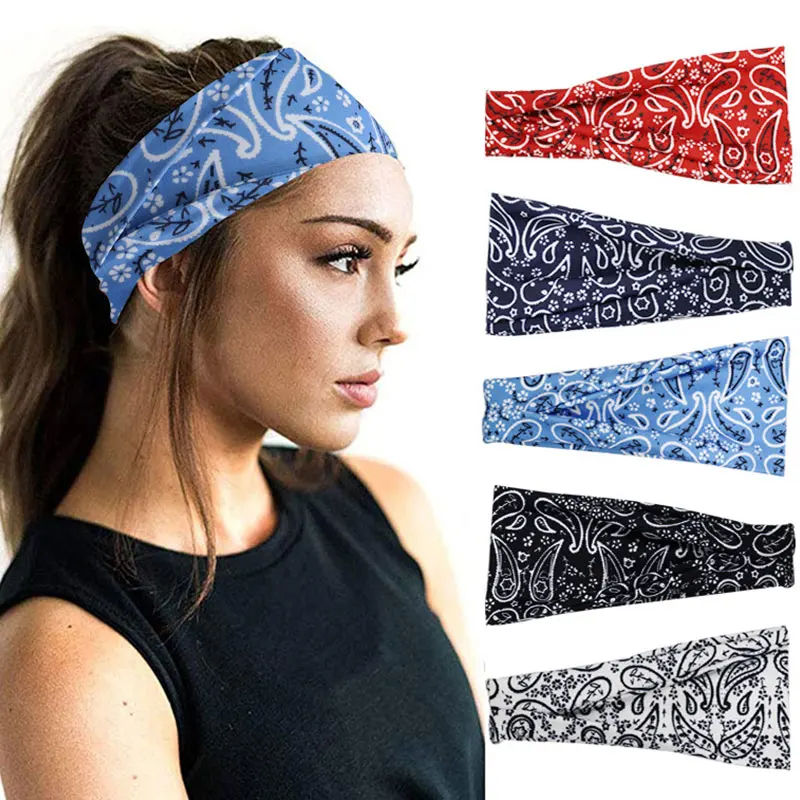Повязка на голову в стиле бохо женская широкая Спортивная эластичная спортивная