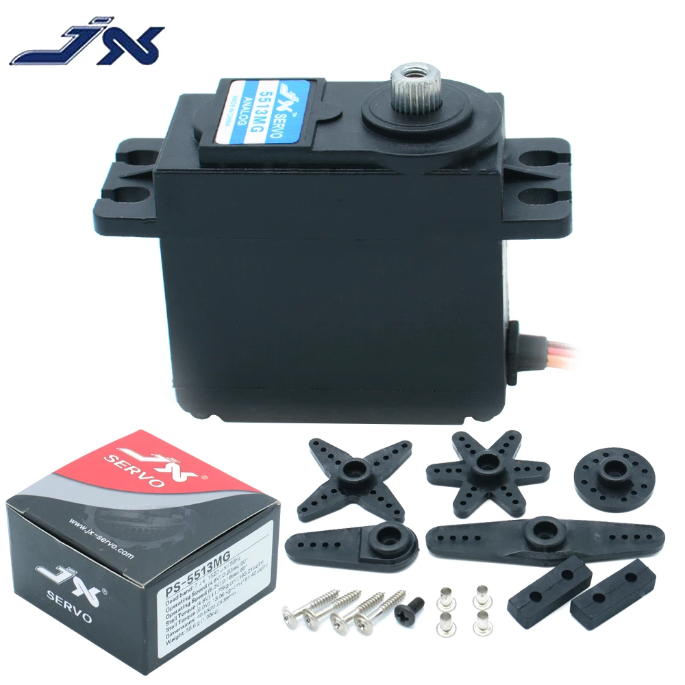 JX PS-5513MG 4,8-6,0 в 13 кг рулевая металлическая Шестерня Аналоговый сервопривод JR Разъем двойные шарикоподшипники для 1:8/1:10 Радиоуправляемый автомобиль модель самолета