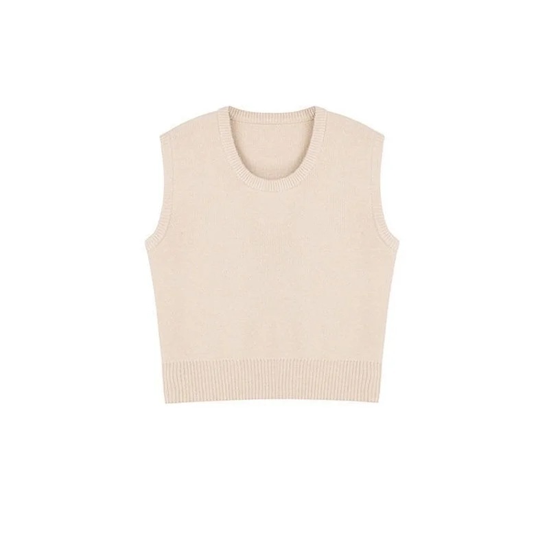 

O-neck Solid Preppy Style Sweater Vest Women Sweet Casual Korean Knitted Waistcoats Sleeveless Top Ulzzang Outwear Loose Stretch