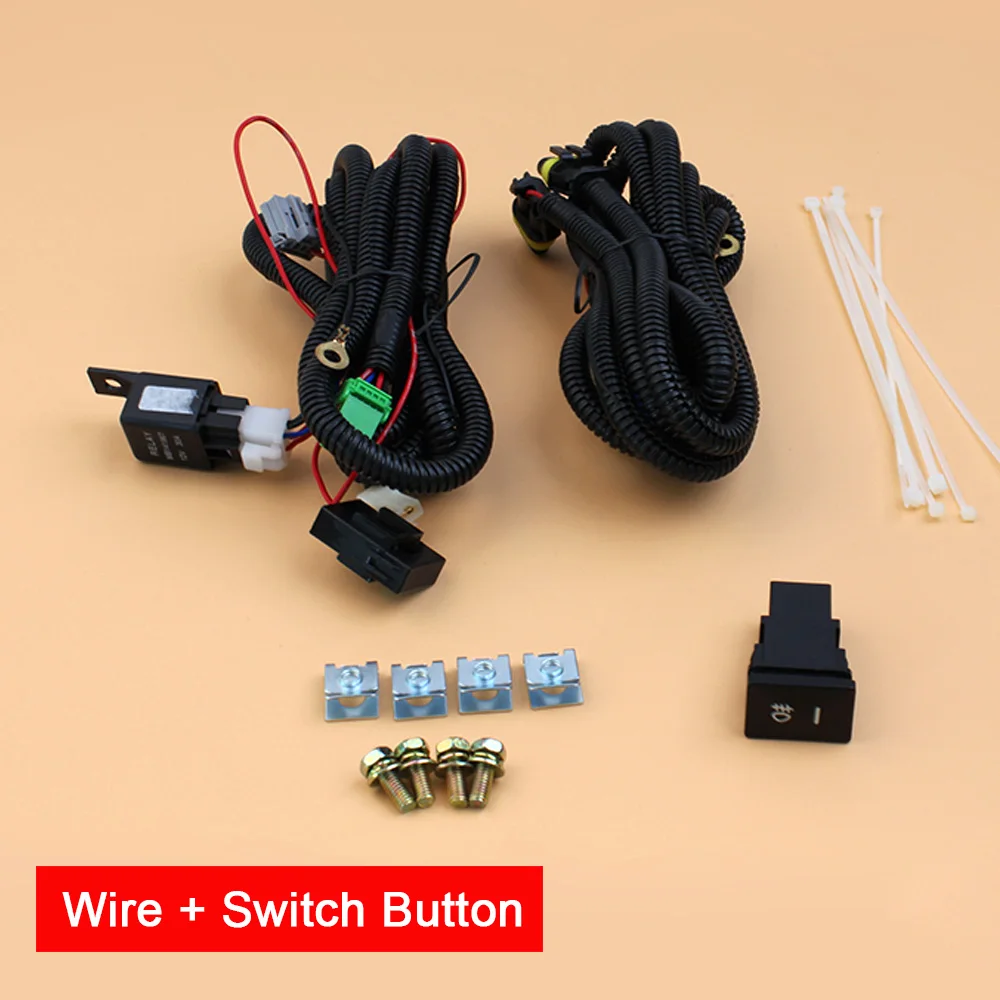 wire and switch Автомобильная противотуманная фара в сборе, передняя противотуманная фара с реле жгута, противотуманная фара для Ford Wish 2009 2010 2011 - Цвет: wire and switch