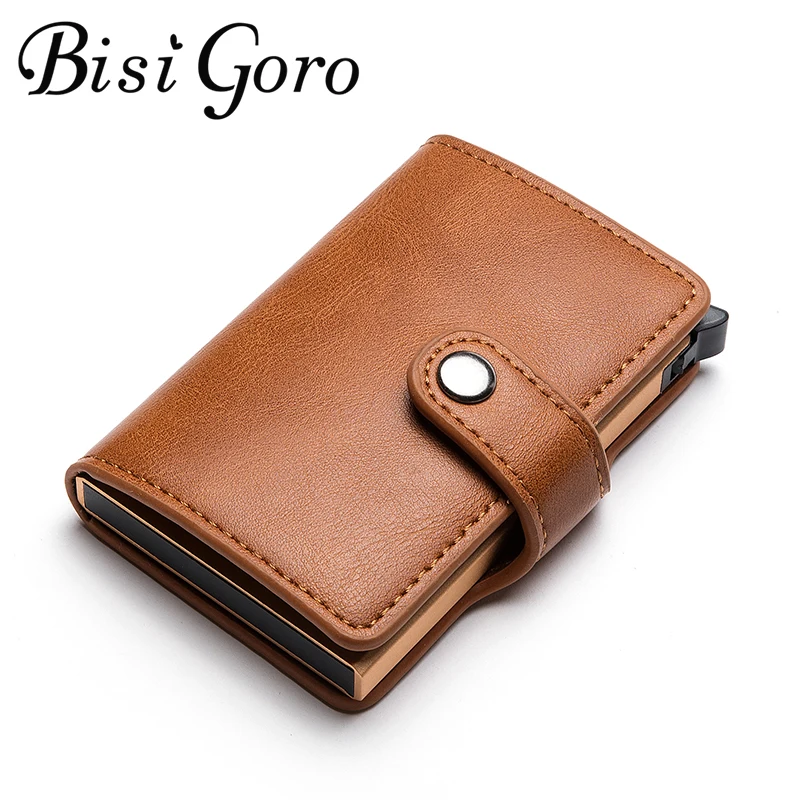 

Маленький кошелек Bisi Goro с рчид-кармашком для кредитных карт для мужчин и женщин, тонкий маленький бумажник из искусственной кожи, держатель ...