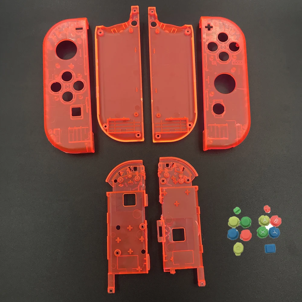 ClearOrange 10 комплектов пластиковый чехол Joy Con для nintendo Switch, прозрачный пользовательский контроллер, цветные кнопки - Цвет: ClearOrange