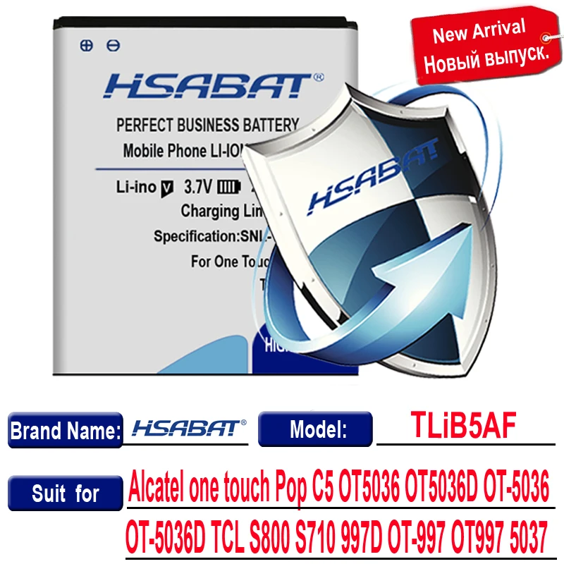 Аккумулятор HSABAT 2800 мАч TLiB5AF для Alcatel one touch Pop C5 OT5036 OT5036D OT 5036 5036D TCL S800 S710 997D 997 OT997