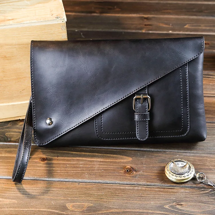 

Hot Selling Wallet Retro Crazy Horse PU Leather Men Clutch Bag Large Capacity Casual Fashion