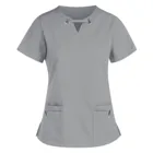 Медицинская рабочая одежда, классический скраб-топ с V-образным вырезом, Женская лабораторная рабочая одежда, косметологическая униформа, однотонная блузка с коротким рукавом, A50
