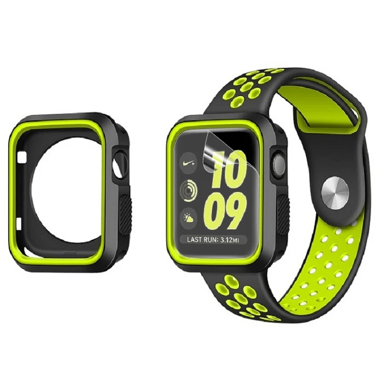 Black Yellow Стильный чехол для Apple Watch 4 5 40 мм 44 мм защитный чехол для iWatch 3 2 1 38 мм 42 мм аксессуары для протектора экрана - Цвет: Black Yellow