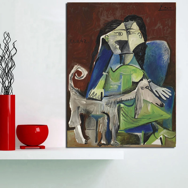 

Picasso Woman With Dog Canvas Posters Prints Abstract Wall Art Painting Decorative Picture Modern Living Room Home Decoration HD