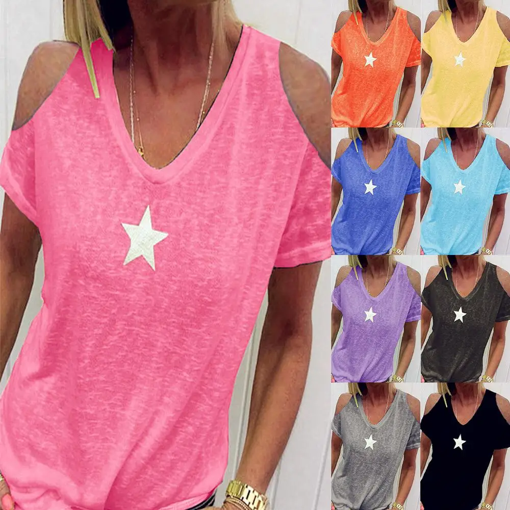 Женские футболки со звездами женские большие летние хлопковые повседневные топы