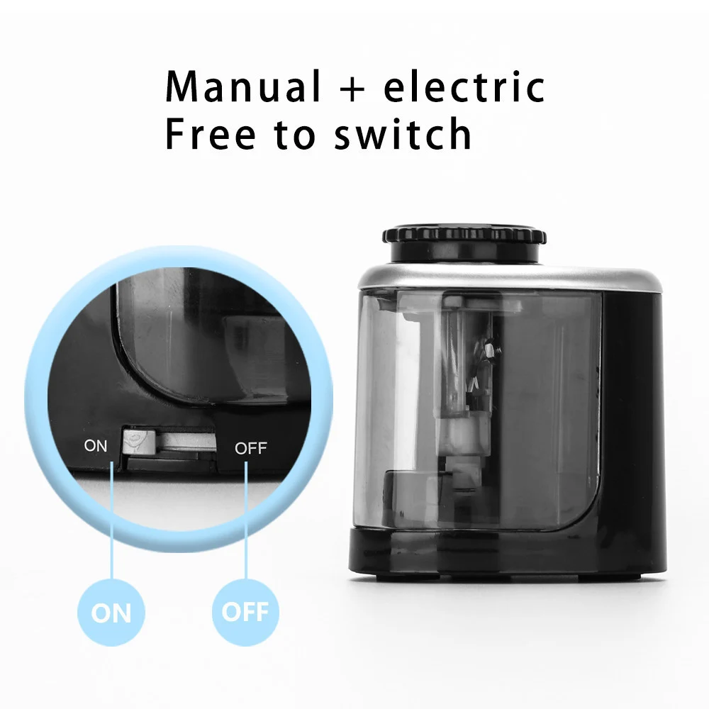 

Электрическая точилка для карандашей, безопасная Студенческая точилка со спиральными стальными лезвиями для художников, цветные карандаш...