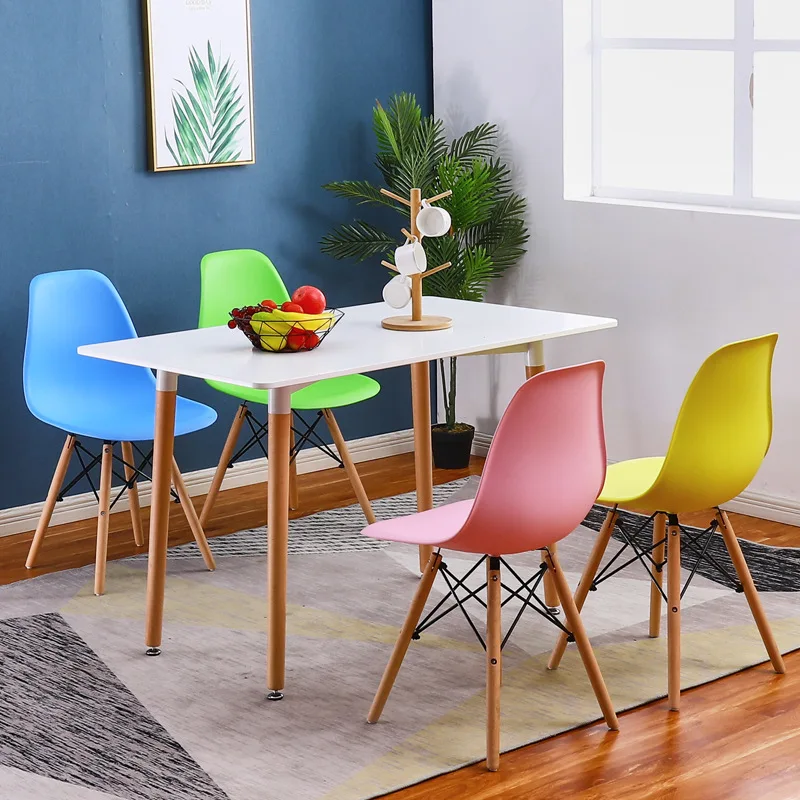 Деревянный обеденный стул 4 шт./лот полипропиленовый со спинкой простой