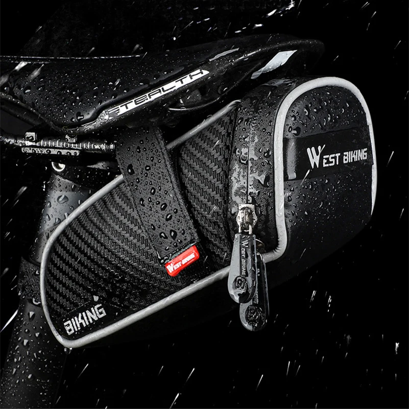 

1.5L Hard Bicycle Saddle Bag Waterproof Cycling Panniers MTB Bike Rear Tool Bag Night Reflective Bike Accessories