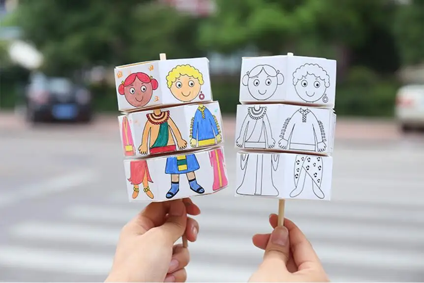 Детские вращающиеся наряды акварельные поделки ручной работы материал упаковка