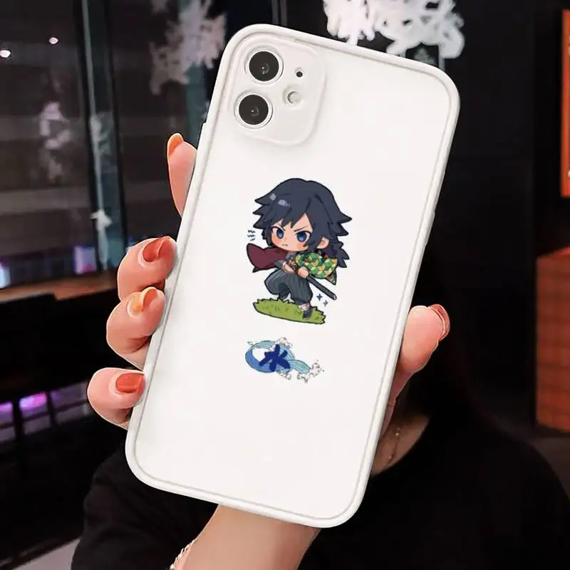 

Cute cartoon ghost slayer Phone Cases Matte transparent For White iPhone 12 Mini 11 Pro XR XS Max 7 8 Plus X Back Cover