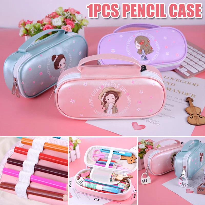 

Многофункциональный чехол для карандаша с кодовым замком электронные часы большой емкости милый чехол для карандаша PUO88