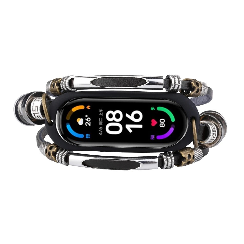 Сменный ремешок для умных часов Xiaomi Mi Band 6 5 4 3 кожаный металлический | Электроника