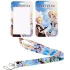 LX871 Genshin ударопрочный мультяшный шнурок, очаровательный шнурок для девушек, ремешок на шею, держатель для удостоверения личности, шнур для телефона, подвеска, USB брелок, подарок