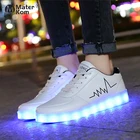 Детские светящиеся кроссовки, светодиодная обувь для младенцев, зарядка через USB, светящиеся тапки для девочек, светильник 30-42