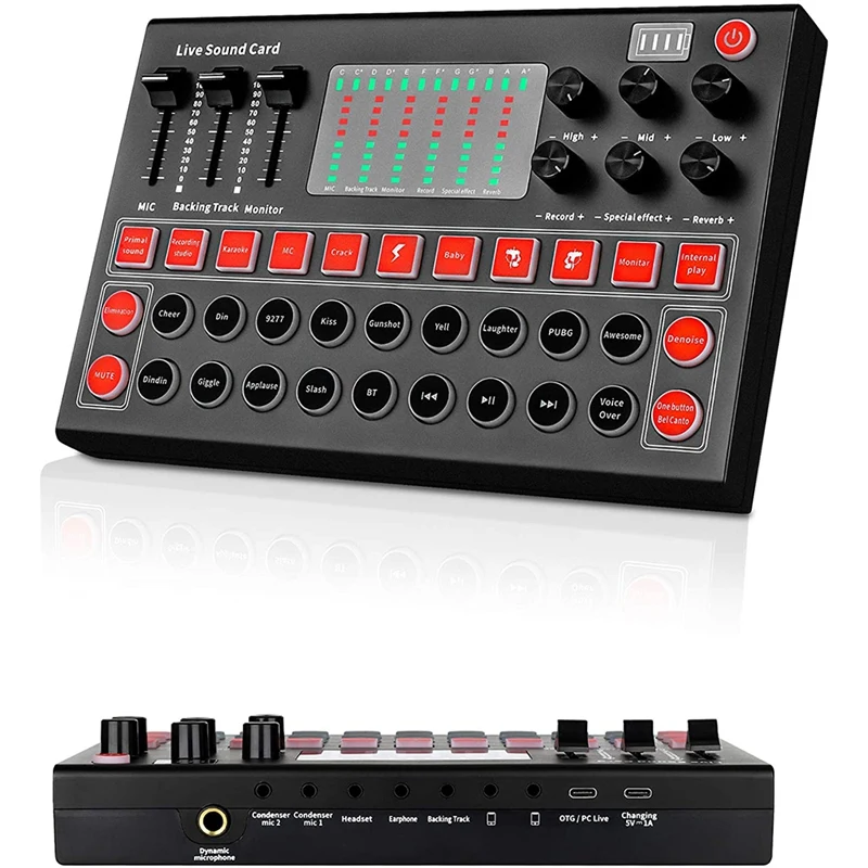 Bluetooth живая звуковая карта аудиомикшер звуковые эффекты для прямой трансляции
