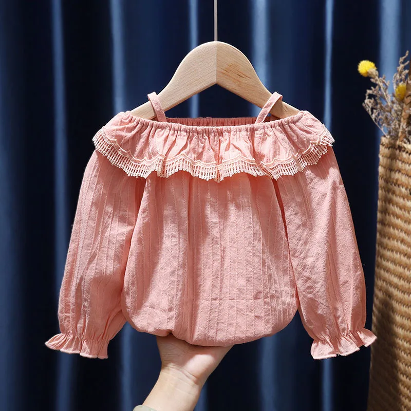 VFOCHI блузка для девочек детские топы гофрированный воротник 7 цветов рубашка с