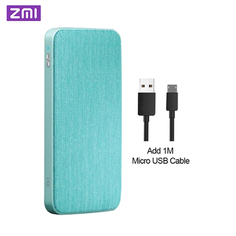 add micro usb cable ZMI 10000mAh power Bank QC3.0 PD type-C PD Двусторонняя Быстрая зарядка 18 Вт внешняя батарея для мобильных телефонов Mi 9 iPhone - Цвет: add micro usb cable