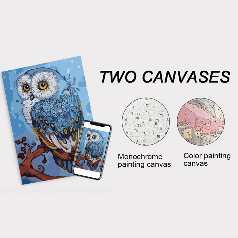 Frameless Colorful Owl Animals Abstract Painting Diy Digital By Numbers Modern Wall Art Picture Children Draw Traning | Игрушки и хобби