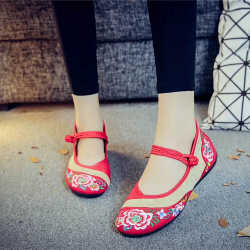 

Женские винтажные Туфли Мэри Джейн на плоской подошве, китайская ткань, танцевальные туфли, обувь для вождения, женская обувь на каблуке