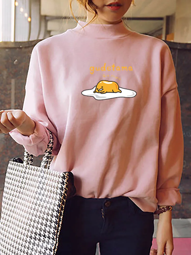 gudetama толстовка с милым принтом Gudetama lazy топ с круглым вырезом и длинным рукавом Толстовка Gudetama