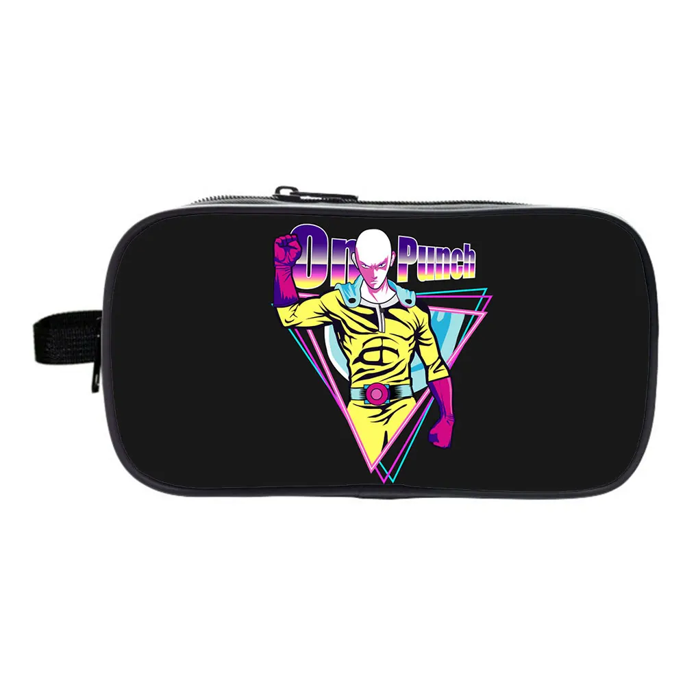 

One Punch Man Pencil Case Saitama Pencil Case Anime Cartoon Make Up Cosmetic Bag Student Stationery Multi-function Bags Gift