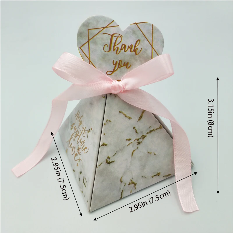 Marble Triangle Wedding Candy Box New Creative Pyramid Gift Romantic Party Supplies Customized Packaging Boxes | Дом и сад