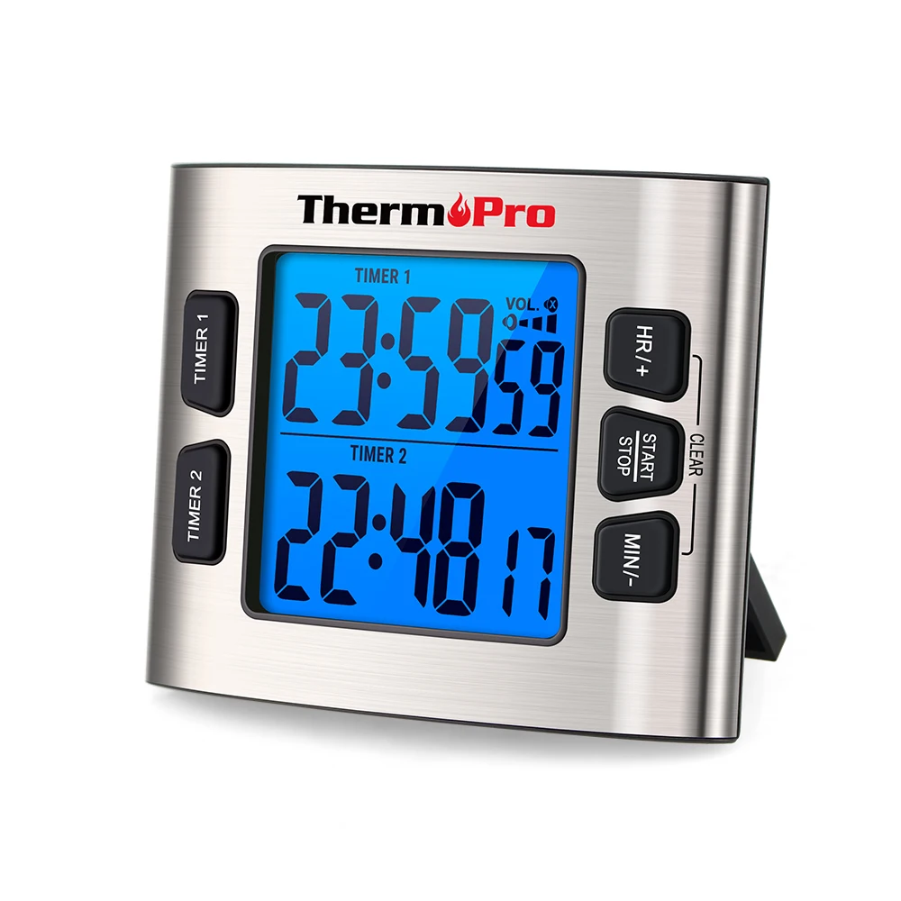 Двойной цифровой таймер ThermoPro TM02 с подсветкой будильником и датой |
