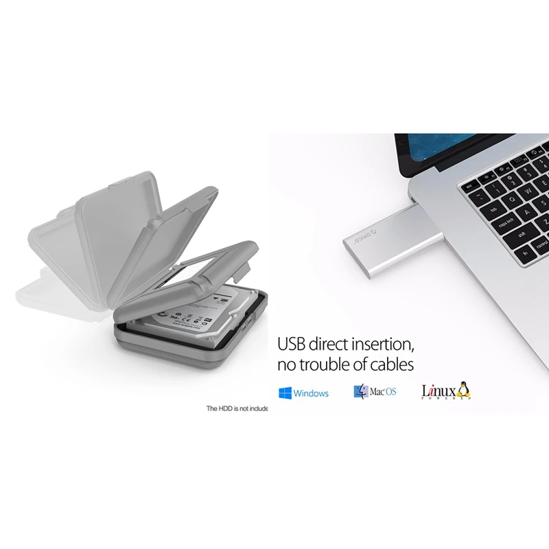 orico 1 pcs gray 3 5 inch hard drive protective box 1 pcs silver msata ssd enclosure hdd case storage box free global shipping