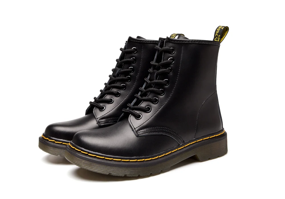 Женские ботинки; doc martins; ; винтажные классические ботинки martin в британском стиле; женские мотоциклетные ботинки на толстом каблуке; Bota Feminina Dr's Shoes - Цвет: Black