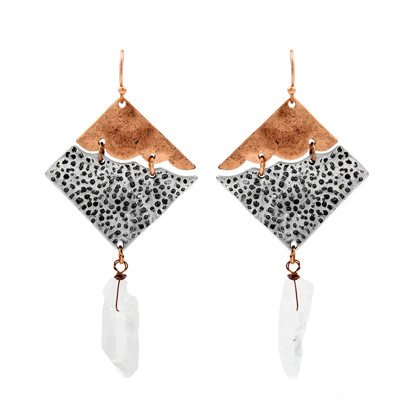 Женские Винтажные висячие серьги Fever & Free квадратные из сплава с кристаллами