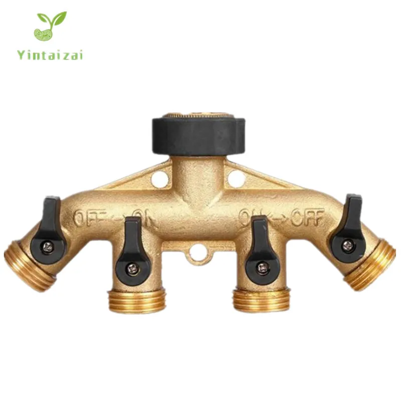 

1PC 4 Way Brass Tap Adaptor Outlet Hose Valve Manifold Hose Splitter Tap Adaptors Washers Hose End Fittings Garden Watering