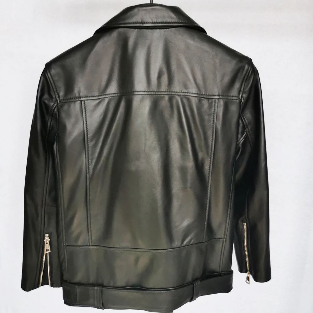 Maplesteed-Chaqueta de piel 100% para mujer, abrigo de piel de oveja Natural sueltos y suaves, largo, piel auténtica, gran tamaño, busto, 100-116cm, M488, otoño