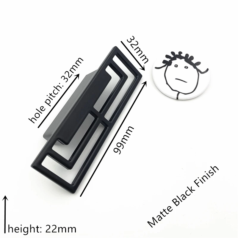 matte black 32mm LCH, Древний китайский стиль, новинка, цинковый сплав, черный, золотой, медный цвет, ручка для шкафа, выдвижная ручка для ящика, дверная тяга, статическое оборудование - Цвет: matte black 32mm