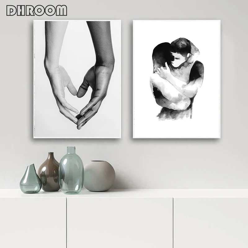 Ручная абстрактная картина на холсте с надписью Hand with для пар милая любовь цитаты