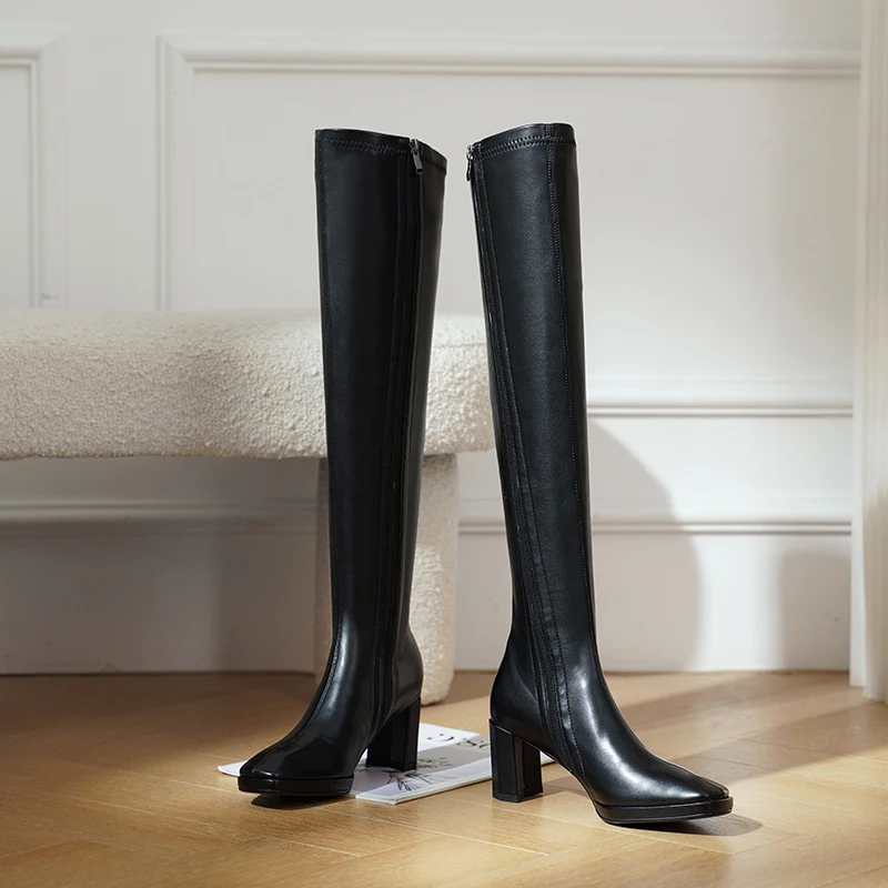 

New 2021 Casual Women Over-The-Knee Boots Autumn Winter Warm Shoes High Heels Shoes Woman Concise Stretch Slim Long Boots 34-39