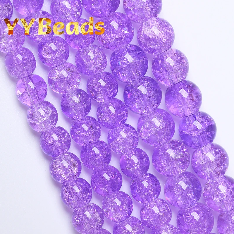 

Natural Purple Cracked Crystal Stone Beads Round Loose Charm Spacer Beads For Jewelry Making DIY Bracelets Accessories 8 10 12mm